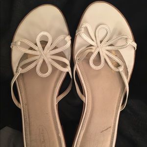 TALBOTS white patent leather strap sandals. 10M.